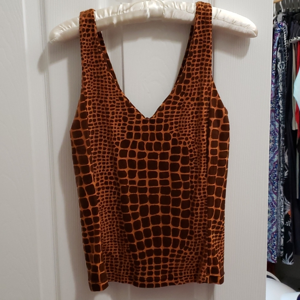 Carushka Velvet Brown Leopard Print Tank size Med